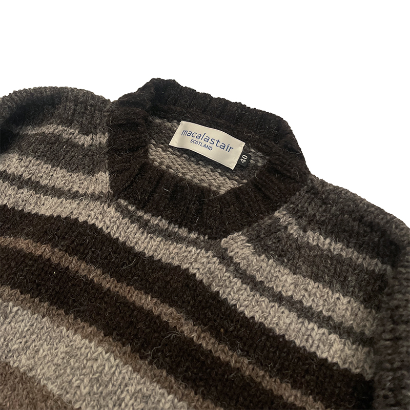 Wool100%【極美品】BROWN by 2-tacs MACALASTAIR ボーダーニット